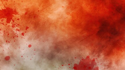 Poster - Abstract texture featuring vibrant red and orange splashes against a soft, muted background