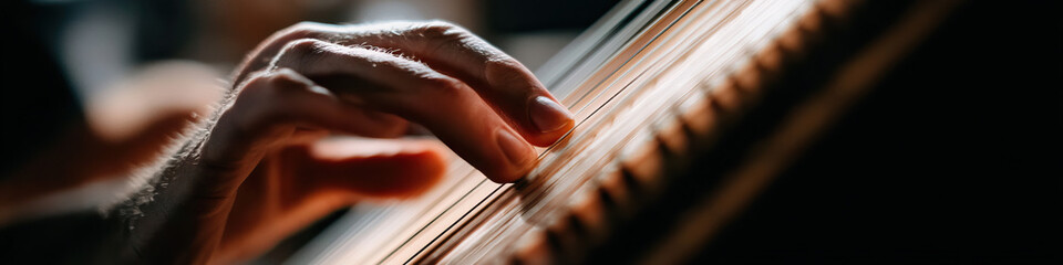 Poster - Close-up of Hands Playing a Stringed Instrument
