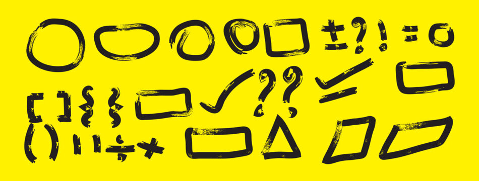Black pen marker shapes. Hand Drawn Design Elements Collection. 