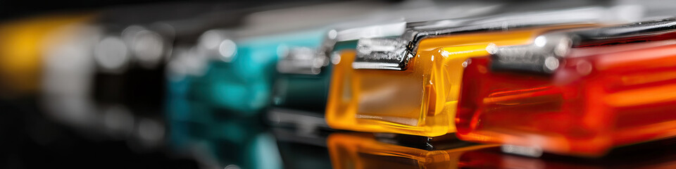 Poster - Close-up of Translucent Rectangular Objects with Metallic Clasps