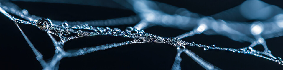 Dew-Covered Spiderweb Macro Photograph