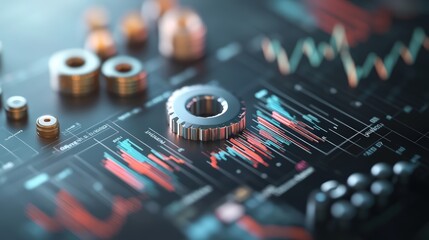 Poster - Detailed financial trading chart with heatmap graphs coins and data analysis for investment and stock market insights