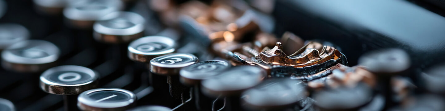 Close-up of Vintage Typewriter Mechanism and Type Slugs