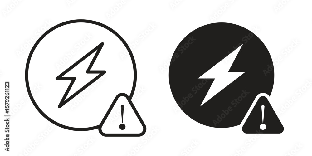 Electric Problem Icon Electric Problem icon outline and solid vector sign, linear pictograms ...