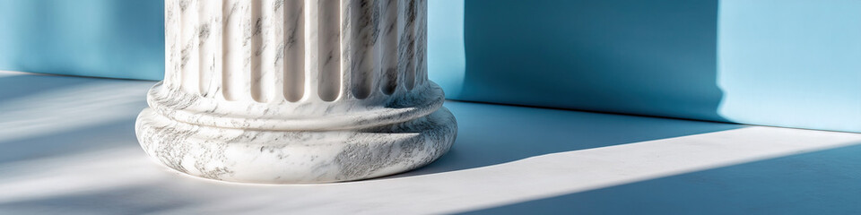 Poster - Marble Column Base with Blue Background