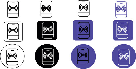  - A collection of wifi signal icons displayed in various shapes and color schemes on a white background