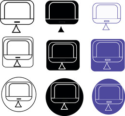 Fototapete - Various computer monitor icons displayed in a grid formation with different styles and color variations