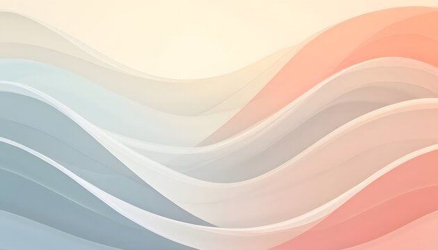 Curved wall, pastel waves, abstract art.