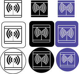 Fototapete - A collection of nine wifi signal icons in various shapes colors and styles arranged in a grid pattern