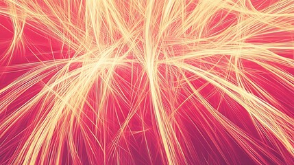 Poster - Abstract bursts of luminous energy on a vibrant crimson backdrop creating a visually dynamic and