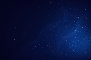 Fototapete - Abstract dark blue digital network with glowing nodes and interconnected lines creating a futuristic landscape