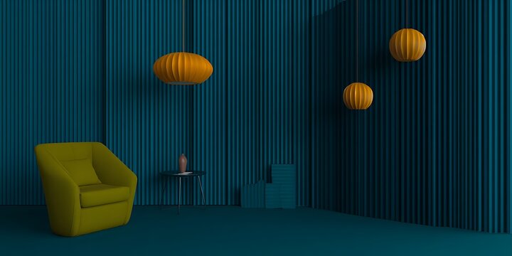 Modern teal and yellow interior design