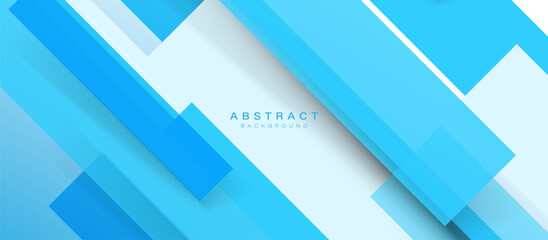 Leinwandbilder - Abstract blue and white square shape with futuristic concept background. Geometric stripe line design for banner, brochure, poster, cover, website, and header