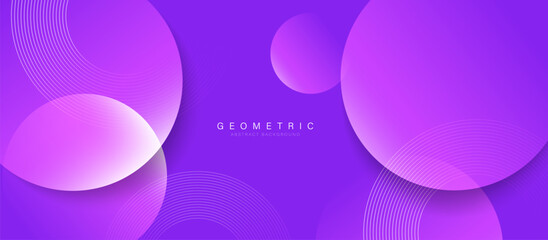 Leinwandbilder - Abstract digital circle purple background. Geometric sphere white stripe line design for banner, brochure, poster, cover, website, and header