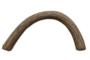 Poster - Curved wooden branch arching gracefully, rendered realistically in 3d, set against transparent backdrop