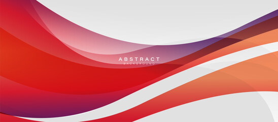 Fototapete - Abstract luminous red color gradient wave background. Wavy stripe line design for banner, brochure, poster, cover, website, and header