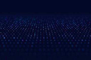 Fototapete - Abstract digital wave of glowing blue and purple dots on a dark background creating a futuristic technological feel