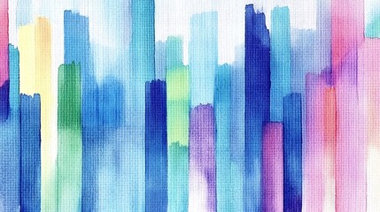 Poster - Abstract watercolor brush strokes with vibrant colors creating a serene and playful composition