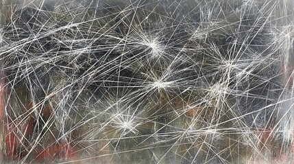 Poster - Chaotic line dispersion amidst murky backdrop creates an enigmatic abstract artwork