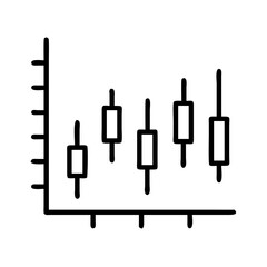 Poster - Candlestick chart showcasing trading on diagram in outline style. Candlestick chart illustrates volatility in market trends, displaying price movements.