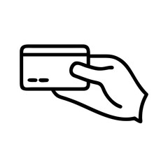 Poster - Hand holding a credit card. This minimalistic hand holds a credit card for payment transaction.