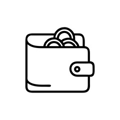 Poster - Wallet with coins is shown in outline style in this image, emphasizing savings and financial planning. Wallet with coins design element highlights saving money.