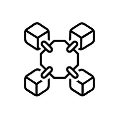 Poster - Chain link illustration showing blockchain with connected blocks and centralized hub. Chain link reflects secure network communication and data exchange, as shown by connected components.