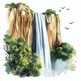Angel Falls. Angel Falls hand drawn watercolor illustration