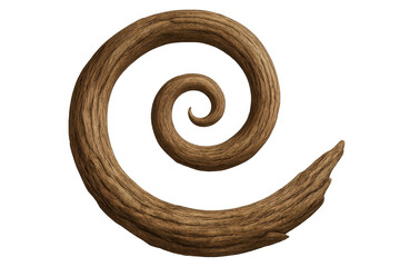 Poster - Wooden spiral branch forming a circular shape with transparent background, ideal for nature, craft, and design projects