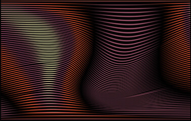 Poster - Vector illustration features a minimalist abstract design with parallel, wavy lines creating a 3D effect. The style is modern and geometric, with a dynamic theme. 