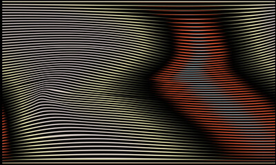 Poster - Vector illustration features a minimalist abstract design with parallel, wavy lines creating a 3D effect. The style is modern and geometric, with a dynamic theme. 