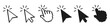 © dlyastokiv - Pixel cursor pointer icons set. Computer mouse click arrow and hand. Pixel hand arrow logo vector isolated - for stock