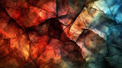 Poster - Dramatic texture with fiery red and cool blue tones creates an eye catching pattern