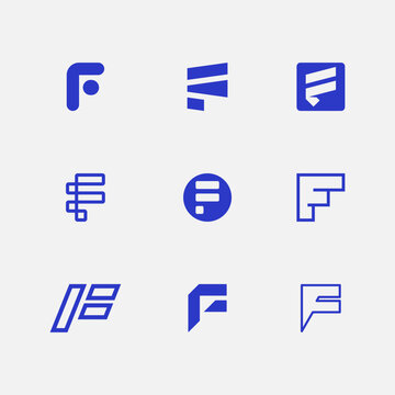 Modern Creative Letter F Logo Design Bundle – Minimalist Monogram Brand Identity Set. Branding Design for Business or Company