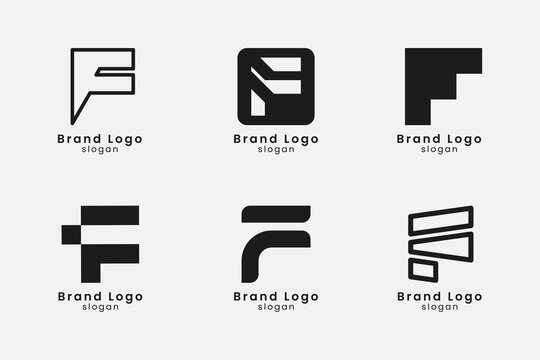 Modern Creative Letter F Logo Design Bundle – Minimalist Monogram Brand Identity Set. Branding Design for Business or Company