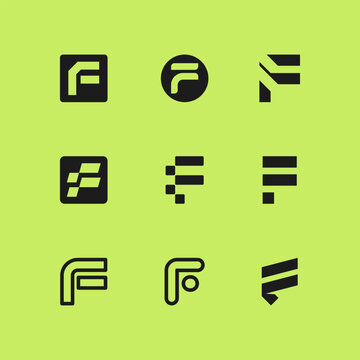 Modern Creative Letter F Logo Design Bundle – Minimalist Monogram Brand Identity Set. Branding Design for Business or Company