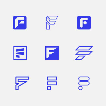 Modern Creative Letter F Logo Design Bundle – Minimalist Monogram Brand Identity Set. Branding Design for Business or Company