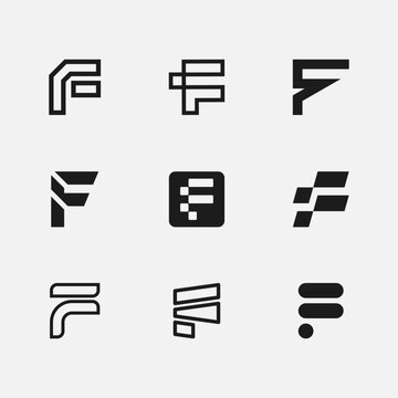 Modern Creative Letter F Logo Design Bundle – Minimalist Monogram Brand Identity Set. Branding Design for Business or Company