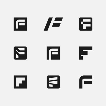 Modern Creative Letter F Logo Design Bundle – Minimalist Monogram Brand Identity Set. Branding Design for Business or Company