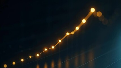 Poster - Dynamic Financial Data Visualization with Rising Graph Trend on Dark Background