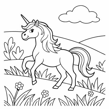 unicorn coloring pages vector illustration