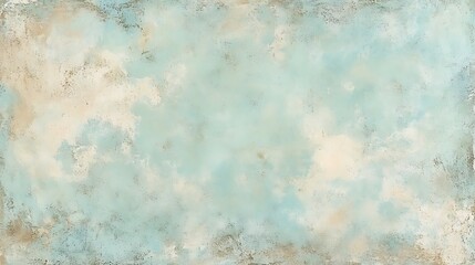 Poster - Subtle watercolor wash texture with soft teal and cream hues creates a serene and dreamy abstract