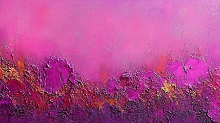 Poster - Textural abstract painting with vibrant pinks, purples, and orange creating an energetic and