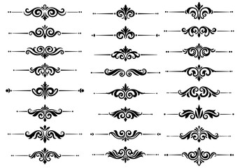 Poster - A collection of elegant divider designs showcases intricate scrollwork and floral motifs, perfect for adding a touch of sophistication to any creative project or layout.