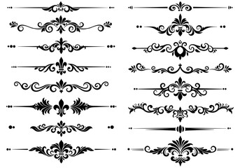 Poster - An exquisite collection of black vintage ornate decorative dividers and flourishes, perfect for elegant design and text embellishment.