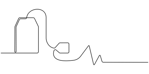 Poster - Continuous one line art of tea bag with string and tag, minimalist elegant kitchen concept illustration, Tea bag continuous one line drawing outline vector icon, Continuous single line art drawing