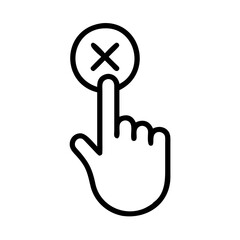 Poster - A hand with a finger pushing a button with an x symbol indicating a close or delete action icon design