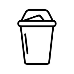 Poster - Illustration of a black outline trash can with a lid, simple and minimalist vector graphic style design
