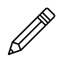 Poster - A simple outline of a pencil with an eraser and a sharpened tip on a white background angled slightly