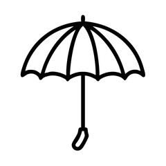 Poster - Illustration of a simple black and white umbrella with a curved handle and a semi circular canopy design